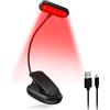 Lamptobe Leselampe Buch Klemme Rotlicht 670nm und Bernstein, Dimmbar USB-C Wiederaufladbare Leselampe mit Blaulichtfilter, Flexibler Clip, für Nachtlesen ins Bett für Kinder