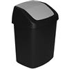 CURVER Swing - Pattumiera da 15 l, con Coperchio Ribaltabile, per Cucina, Ufficio, Bagno, 24,8 x 30,6 x 41,8 cm, Colore: Nero/Grigio