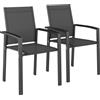 Outsunny Set 2 Sedie da Giardino Impilabili con Seduta Traspirante, in Alluminio e Textilene, 56x58x89 cm, Grigio Carbone