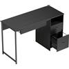 HOMCOM Scrivania Ufficio Tavolo Computer Salvaspazio, 120x52.3 cm, Nero | Aosom Italy
