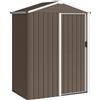 Outsunny Casetta da Giardino con Porta Scorrevole Bloccabile, Capanno in Acciaio 1.1m², 136x87x179 cm, Marrone | Aosom Italy
