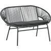 Outsunny Divano da Giardino 2 Posti in Rattan PE e Acciaio con Cuscini e Braccioli, 132x72x83 cm, Nero | Aosom Italy
