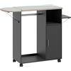 HOMCOM Mobile Asse da Stiro con Piano d'Appoggio Effetto Lino, 3 Ripiani a Cubo e Guida, 127x42.5x99 cm, Nero | Aosom Italy