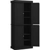 HOMCOM Mobile Cucina Alto con 6 Ripiani Regolabili e 4 Ante in Legno, 76x40.5x184 cm, Nero | Aosom Italy