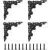 QUARKZMAN 4pz Angolo Piatto Vintage, Protezioni Angolari Scrivania in Metallo 2 x 2 in Lega Zinco Copertura Bordo Decorativa con Chiodo Montaggio per Mobili Scatole Gioielli, Nero