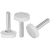 QUARKZMAN 20pz Manopole Zigrinate con Filettatura Maschio M4 x 20mm, Vite a Mano Pomelli di Bloccaggio con Maniglia in Plastica Asta Filettata, Bianco