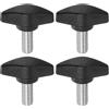 QUARKZMAN 4 bottoni a forma di T, viti a pollice M8 x 16 mm, filettatura maschio standard, maniglie in plastica, manopole di serraggio a mano, viti a pollice, nero.