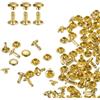 QUARKZMAN 60 Set Rivetti in Pelle Doppia Cappuccio, 7x8mm Tondo Rivetto Tubolari a Vite per Cuoio Chicago Metallo per Pelle Cintura Tessuto Collare Borsa Riparazione Decorazione, Oro