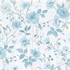 LZH-LP Carta da Parati Autoadesiva, 44x300CM Azzurra Floreale Senza Soluzione di Continuità Pellicola Adesiva Rimovibile per Carta da Parati con Fiori e Piante