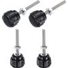 QUARKZMAN 4 Set Manopole A Coste Con Dadi E Rondelle, Filettatura Metrica M3 x 25mm Maschio, Testa In Plastica 14mm, Perno In Acciaio Zincato, Manopole A Coste Per Serraggio, Nero