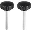 QUARKZMAN 2pcs Manopole A Scanalatura M6 x 55mm Metrico 304 Acciaio Inossidabile Filettatura Maschio Tipo Avvitamento Testa Rotonda Plastica 30mm Manopole Filettate Nere