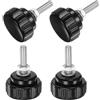 QUARKZMAN 4 Set M5 x 20mm Manopole Zigrinate Filettatura Maschio Viti Testa Zigrinata Dadi Rondelle, Impugnatura Manopola Bloccaggio 25mm Manopole Testa Plastica Viti Testa Zigrinata, Nero