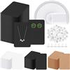 Glarks Kit di 300 biglietti per orecchini con retro orecchino e sacchetti autosigillanti, 9 x 6 cm, colore nero