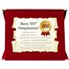 Generico Targa 100° Compleanno | Elegante Regalo Centesimo Compleanno | Cofanetto con Pergamena per Centenario | Biglietto Auguri | Birthday Plate (rosso, 100 Anni)