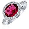 Bling Jewelry Anello Di Moda Dichiarativo In Argento Placcato Ottone Con Zirconi Cubici Solitari Ovali 3CTW E Granato Rosso Simulato Personalizzabile