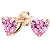 Bling Jewelry Orecchini A Perno Solitario Con Cuore Di Zircone Cubico Rosa Da 1 Carato Aaa CZ Per Donne Per Fidanzate Placcati In Oro Rosa In Argento Sterling .925