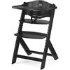 kk Kinderkraft Kinderkraft ENOCK - Seggiolone in legno 3 in 1, multifunzione, altezza e poggiapiedi regolabili, imbracatura di sicurezza, con vassoio rimovibile, per bambini fino a 10 anni, colore: nero