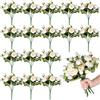 Yunlly Confezione da 16 peonie artificiali, bouquet di peonie artificiali, in seta, 5 teste, vintage, per matrimoni, casa, tavolo, porta, riutilizzabili, per matrimoni, compleanni, casa (bianco)