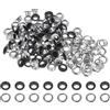 QUARKZMAN 100 Set Kit Occhielli in Metallo 6mm 1/4 Occhiello per Teloni Piccolo con Foro Rondelle per Scrapbooking Scarpe Abbigliamento Pelle Tela, Nero Opaco