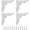 QUARKZMAN 4pz Angolo Piatto Vintage, 2 x 2 Angoli per Scrivania in Metallo in Lega di Zinco Copriangoli Decorativi con Chiodo di Montaggio per Mobili Scatole di Gioielli, Argento