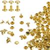 QUARKZMAN 100 Set Rivetti in Pelle Doppia Cappuccio, 6x6mm Tondo Rivetto Tubolari a Vite per Cuoio Chicago Metallo per Pelle Cintura Tessuto Collare Borsa Riparazione Decorazione, Oro