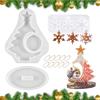 Drasohuija 4 stampi in resina epossidica,decorazione natalizia,in silicone,a forma di fiocchi di neve,per albero di Natale,cornice portafoto con ciondolo,stampi in resina per fai da te,regalo di