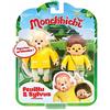 Monchhichi - Set di 2 figure articolate a foglia e silvio, 7,5 cm, giocattolo per la scuola materna