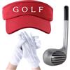 UILYNIU 3 Pezzi Accessori per Golf Mazze da Golf Gonfiabili da 76 cm Visiere Parasole da Golf Cappello Parasole Guanti Bianchi, Adulti Festa Costume Halloween Carnevale per Uomo Donna (3PCS)