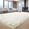 Aspire Homeware - Tappeto soffice da camera da letto - Tappeto grande in crema 200 x 290 cm per soggiorno, tappeto in pile shaggy morbido e moderno in finta pelliccia per la casa