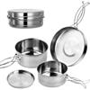 Dokeno 4 PCS Set di Pentole da Campeggio in Acciaio Inox, Pentola Pieghevole e Leggera per Outdoor, Picnic, Trekking e Escursione per 1-2 Persone