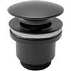 IDROBLOCK Piletta Idroblok Tonda Nera 1"1/4 Clic-Clac Hl C/ Vite Nero Opaco - 0202440820