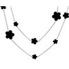 Bling Jewelry Fiore Nero Del Trifoglio Lungo Placcato Argento Stazione D'Ottone Tazza Di Latta Catena Avvolgere Strato Collana Per Le Donne 42 Pollici