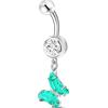 NovaNavel Piercing ombelico farfalla incantata in argento con cristalli verdi