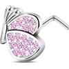 NovaNavel Piercing naso farfalla in argento con cristalli fucsia