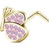 NovaNavel Piercing naso farfalla in oro con cristalli fucsia
