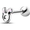 NovaNavel Piercing lingua coniglietto in argento con orecchie rosa