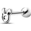 NovaNavel Piercing lingua coniglietto in argento con orecchie bianche