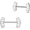 NovaNavel Piercing capezzoli ventaglio in argento con cristalli bianchi