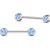 NovaNavel Piercing capezzoli punto luce azzurro in argento