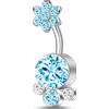 NovaNavel Piercing ombelico grappoli di fiori azzurri in argento