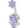 NovaNavel Piercing ombelico grappoli di fiori viola in argento