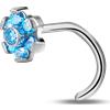NovaNavel Piercing naso fiore azzurro in argento