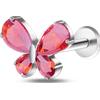 NovaNavel Piercing orecchio/naso farfalla rossa in argento