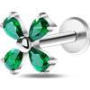 NovaNavel Piercing orecchio/naso foglioline verdi in argento