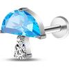 NovaNavel Piercing orecchio fungo azzurro in argento