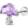 NovaNavel Piercing orecchio fungo viola in argento