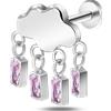 NovaNavel Piercing orecchio nuvola rosa in argento
