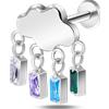 NovaNavel Piercing orecchio nuvola arcobaleno in argento