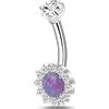 NovaNavel Piercing ombelico in argento con cristallo viola opale