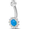 NovaNavel Piercing ombelico in argento con cristallo azzurro opale